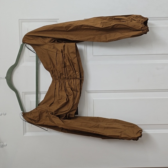 ZARA Woman Studio Brown Draped Crop Top Puff Sleeve - Picture 6 of 13